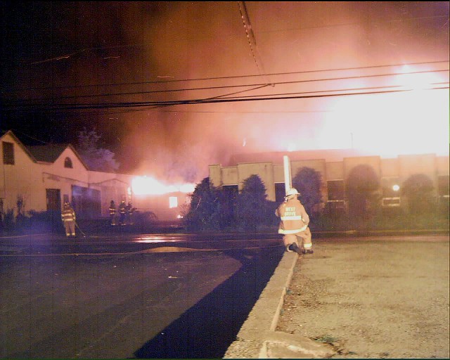 Fire Chief John Chambers directs the battle at an industrial building fire on Route 796 in Penn Township