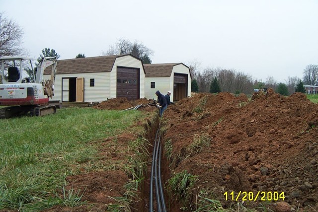 Work proceeds on electric installation for the storage garages at Station 12