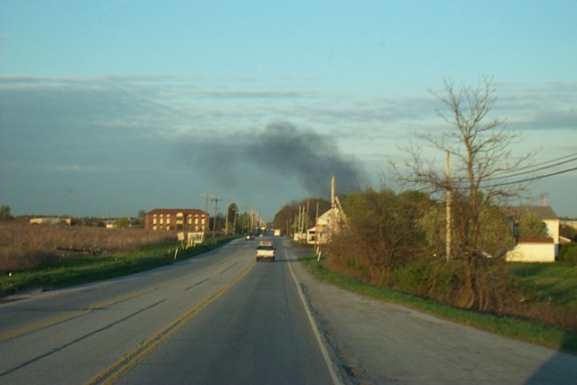 Smoke in the distance, Coatesville apartment fire, fall 03
