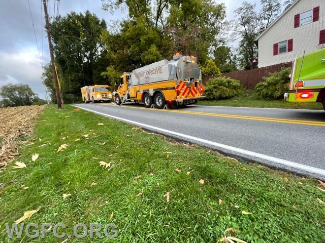 Engine 22-3 is at the end of the driveway, supplied by Tanker 22.