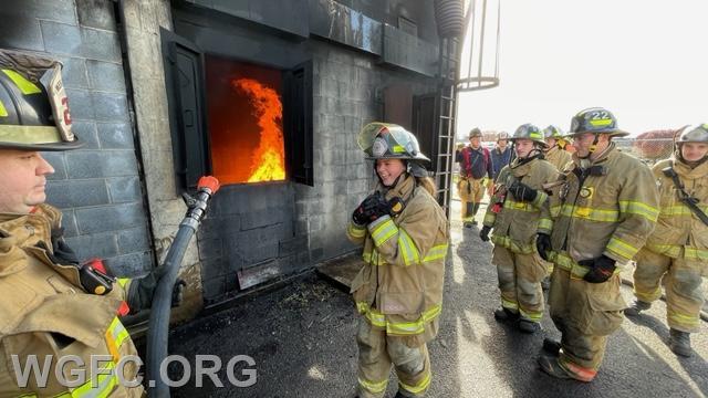 Junior firefighters were given an opportunity to experience fire conditions and hose line operations.