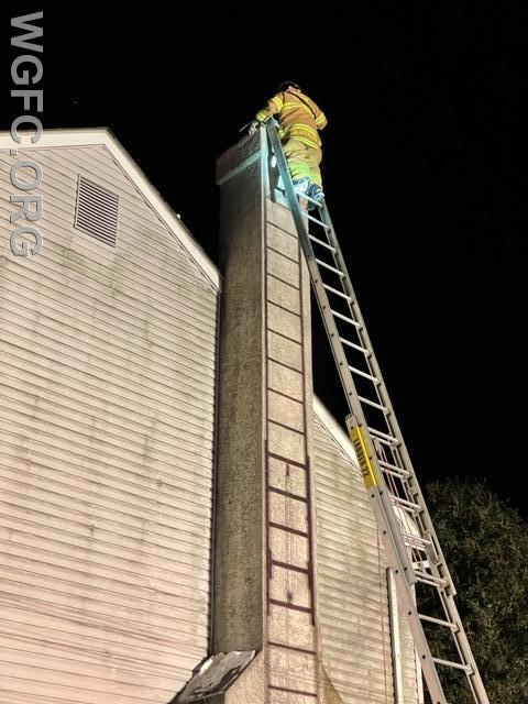 While using the aerial ladder on Ladder 22 is preferred, sometimes homes are positioned where the only option is a ground ladder.