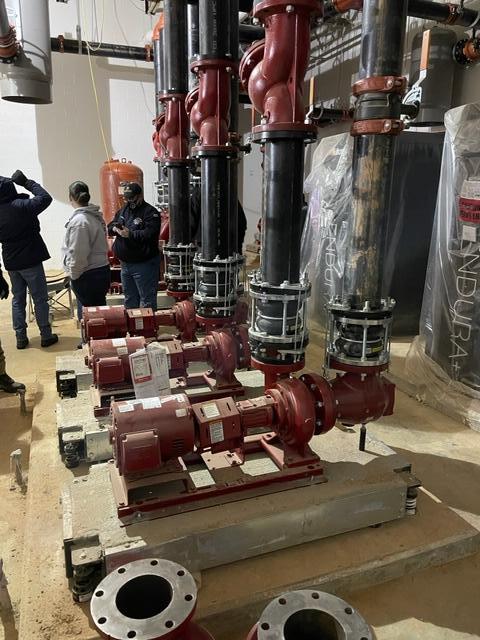 These water pumps will supply heated and chilled water throughout the building.  