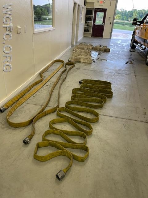Hoses drying after being washed at Station 222 in London Britain after the fire. 