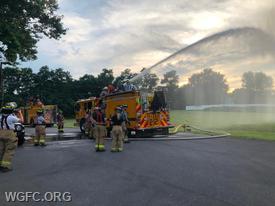 The WGFC training was on the use of master streams, in this photo on the new Engine 22-1.