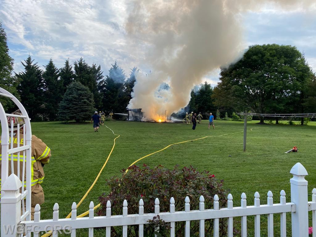 Units from several fire companies responded to this shed fire in Londonderry Township Wednesday.
