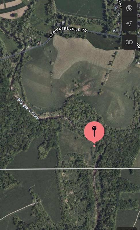 The dropped pin shows how far off of the road the incident took place.  