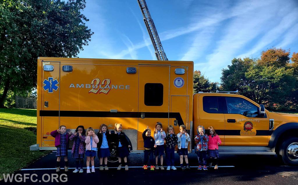 Students got to see and tour one of the WGFC's four ambulances. 
