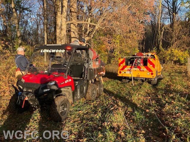 WGFC and area departments fought a wind-driven brush fire that consumed 5-6 acres in Franklin Township on Tuesday.