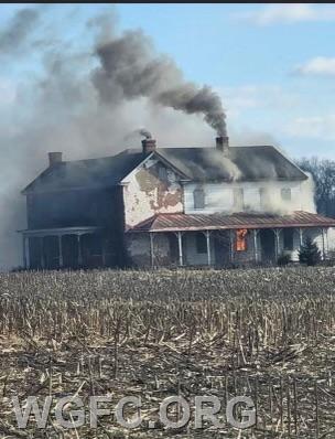 Smoke bellows from this vacant home off of Fairview Road near Elkton, MD.