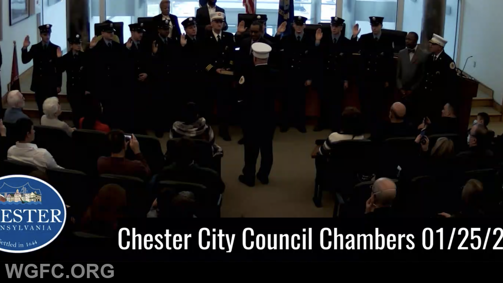 City of Chester new Firefighters being sworn in by the Deputy Chief.