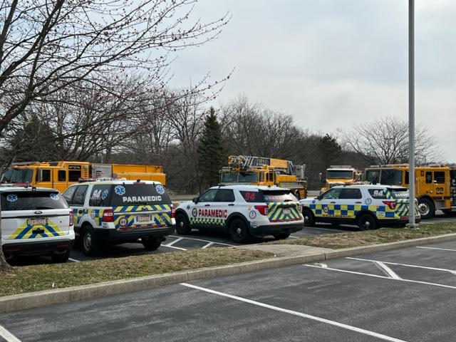 Prior the drill starting, fire and EMS units staged at the AG Intermediate School.