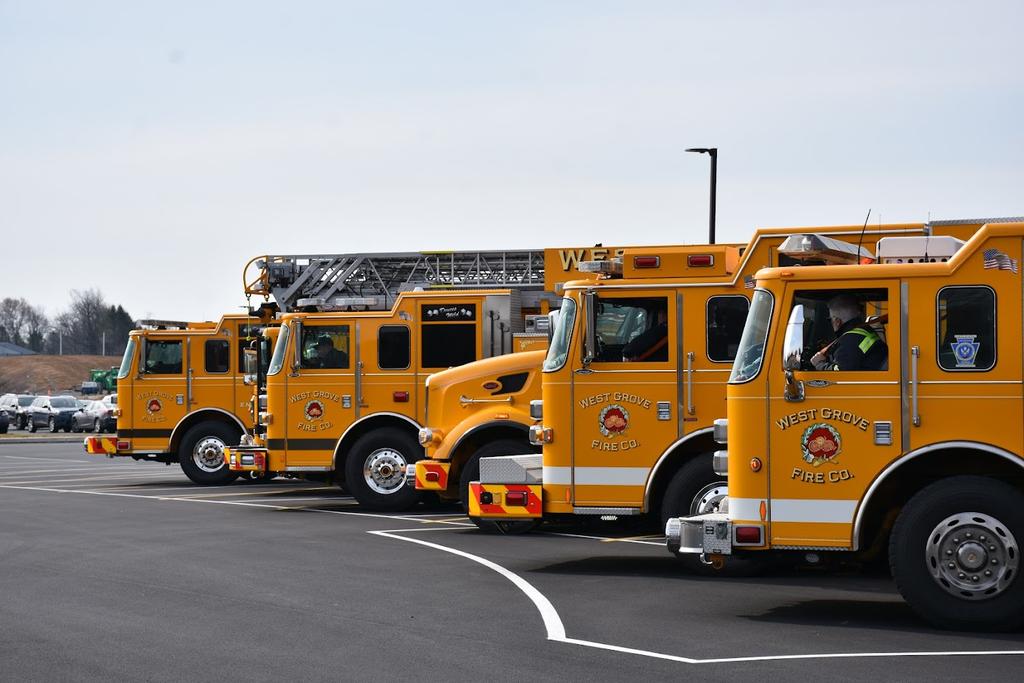Prior to the drill, WGFC apparatus await their roles in the day's operations.