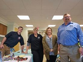 Jake Barnes of Medic 94, 
Lisa Glass of the WGFC, Michelle Robinson with Brandywine River Valley Home Health & Hospice; and 
PJ Mullin of State Farm gave safety presentations recently at Luther House in Penn Township.