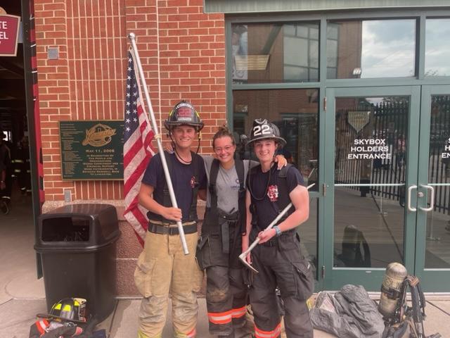 Showing off their WGFC pride are firefighters Tyler Gent, Sophia Crossan and Skyler Benasutti.