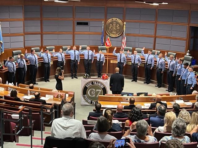 Chief Butler conducts the swearing in of Recruit Class 158.