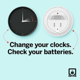 Time to set clocks back an hour -- and the WGFC reminds all to use this opportunity to check smoke and CO detector batteries as well!