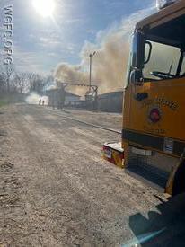 A loader and hay burned off of Lake Road and Old Baltimore Pike in London Grove on Wednesday afternoon.
