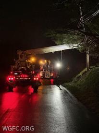 Utility crews struck an underground gas service line while trying to replaced a damaged pole on Rosehill Road in London Grove Township.  WGFC units were on scene.