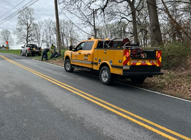 Brush 22 assists as an escort vehicle supporting volunteers as they cleaned up roadways as part of programs in New London and London Grove Townships on Saturday.  