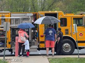 Despite on and off rain, Engine 22-3 and the ambulance were big hits at the YMCA Healthy Kids Day.