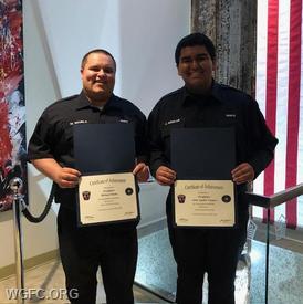 WGFC volunteers Mike Skurla and John Agular proudly display their Firefighter 1 certificates.  Congratulations!