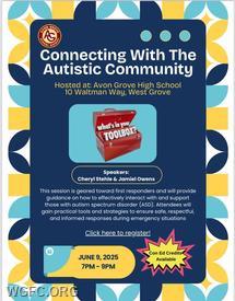 Area first responders participated in an excellent training this week on how to interact with the Autistic community.