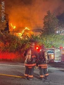 WGFC officers observe a well-involved house along Route 273 in Cecil County.  WGFC assisted with two engines and a tanker.