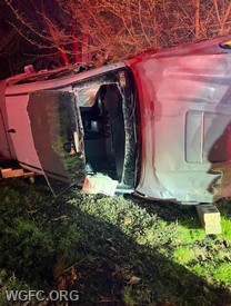 WGFC firefighters rescued a confined victim in this car in London Grove Township. 