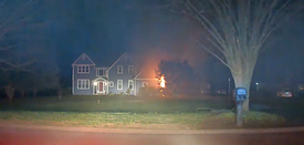 On arrival with fire showing in the garage in Franklin Township.