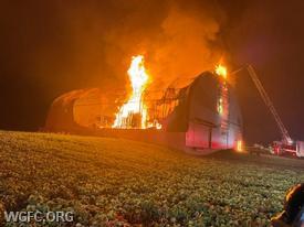 A large barn fire in London Grove kept crews busy for multiple hours along Route 41.  The barn was well involved as crews arrived.