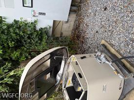 This generator's exhaust was pushing back into the corner of this home, with carbon monoxide gas getting into the residence. Two CO alarm calls Wednesday morning for the WGFC were generator-exhaust related.