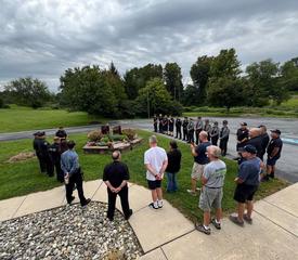 First responders reflect on the 25th anniversary of 9-11 at the Memorial Garden at the Avondale station.
